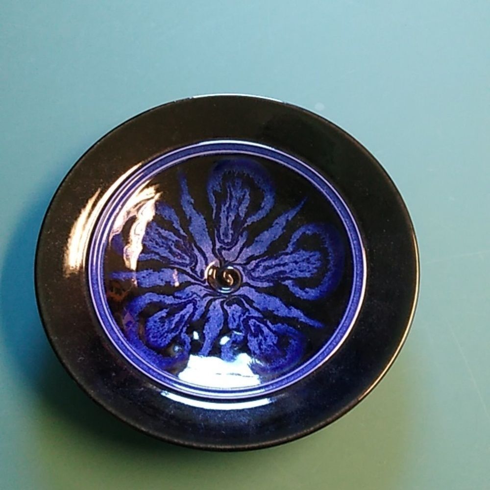 Purple and Black Decorative Bowl Signed Artist Steve Mahler Studio Art